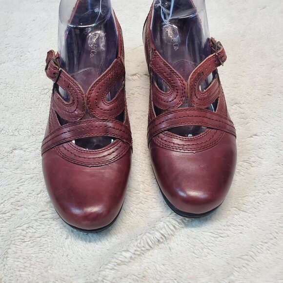 Bass Burgundy Red Corrie Romantic Cottage Artsy‎ Leather Heeled Shoes Women 8.5 - Picture 1 of 11